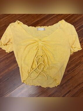 Yellow Ruched Front Crop Top - Altar’d Stare